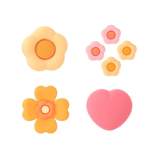 GeekShare Cross D-Pad Button Caps Thumb Grip Caps Set Compatible with Switch 2, ABXY Key Buttons Sticker Cover Caps for Switch 2 - Heart and Flower - color: Heart & Flower Yellow