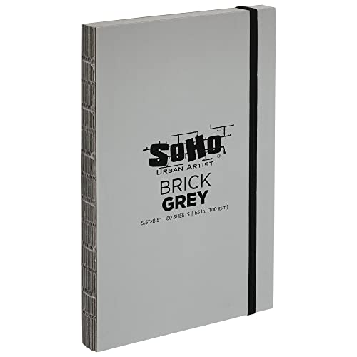 SoHo Brick Journal, Grey 5.5"x8.5" (100 GSM, 80 Pages Each) - color: Grey, size: 5.5 x 8.5in