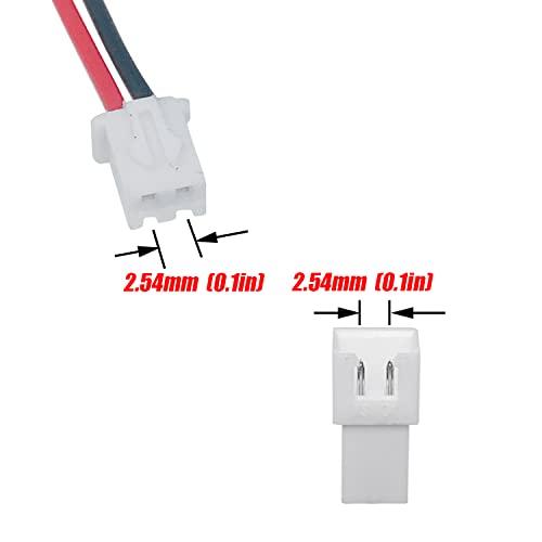 25Pairs XH2.54 2-Pin Connector Cable, 22AWG 200mm Male Female