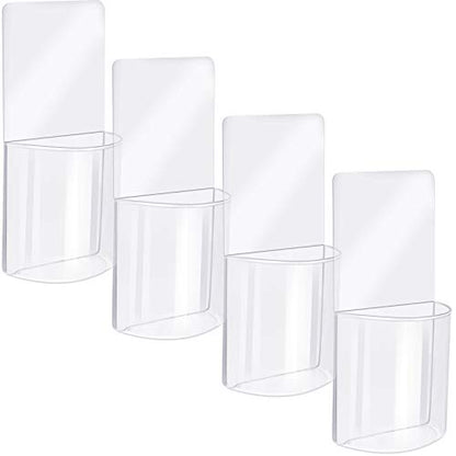 Boao 4 Pieces Wall Mount Remote Control Holder Self Adhesive Pen Holder