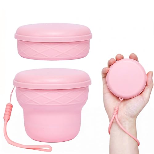 IYYI Collapsible Cup for Travel, Upgraded Foldable Cup with Lid - color: Pink