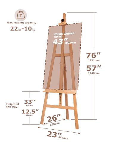DJAR Adjustable Wooden Painting Art Easel Stand for Artists, Natural