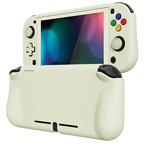 PlayVital ZealProtect Protective Case for Nintendo Switch Lite, Ergonomic Grip Hard Cover - Durable Comfort Shock-absorbent Anti-Scratch with Screen Protector & Thumb Grip Button Caps, Antique Yellow - color: Antique Yellow