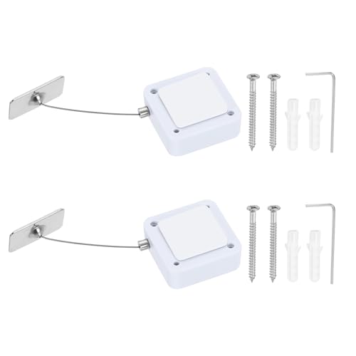 PATIKIL Retractable Remote Control Cable Tether (6.6ft /2M, White)(2 Set) Remote Control Security Lanyard Lock Adjustable Locking Leash with Iron Cap and Screws, Suit for - TVs/Tablets - color: White, size: 6.6 ft