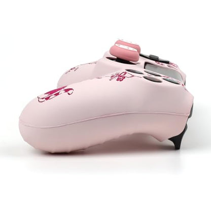 Cat Among Blossoming Branches Design Controller Skin Cover with 2 Thumb Grips Compatible with PS4/Playstation 4 Slim/Pro Controller - color: Cat Pink