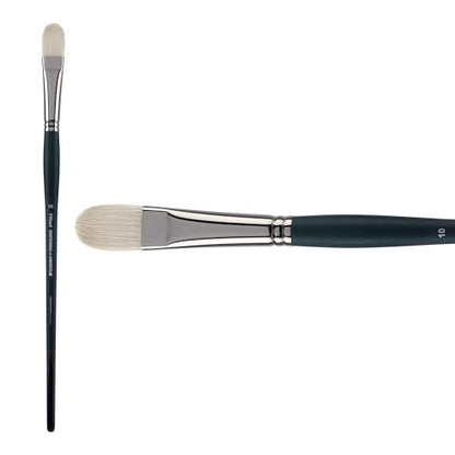 Creative Mark Imperial Professional Chungking Hog Bristle Brush - Filbert # 10, Handmade Long Handle Oil Paint Brushes for Artists, Nickel-Plated Brass Ferrules, Stiff Yet Soft Natural Bristles - size: #10