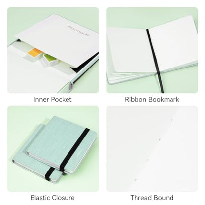 Lightwish Square Watercolor Journal,100% Cotton 24 Sheets Hot Press - color: Light Green