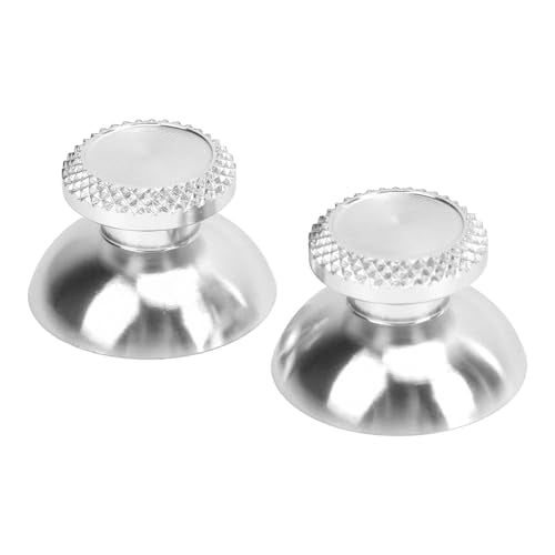 Pomya Thumbsticks for Controller, 2Pcs Metal Thumb Grip Replacement for Handheld Game Console, Aluminum Alloy Analog Thumb Sticks Accessories (Silver) - color: Silver