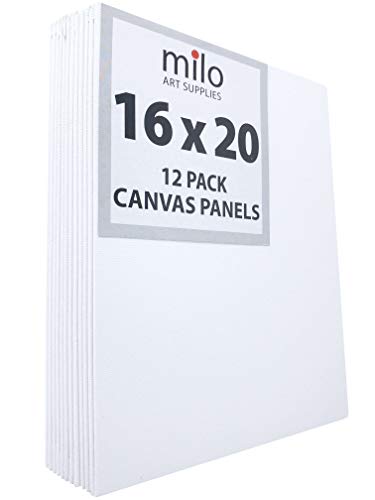 milo Canvas Flat Panel Boards for Painting, 16x20 inch, 12 Pack, White - size: 16"x20" Pack of 12