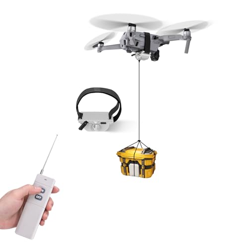 Universal Drone Payload Delivery System with Remote Release - Airdrop Mechanism & Multi-Purpose Clip for Wedding Rings, Fishing Bait, Fits DJI Mini 3 Pro/Mavic 3 Pro/Mini 4 Pro/Air 3/Avata & More (Gray)