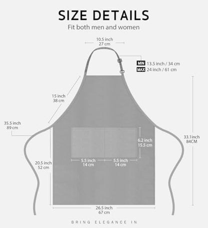 Syntus Apron for Men Women, Adjustable Cooking Kitchen Apron with 2 Pockets - color: Grey Light, style: 2 Polyester
