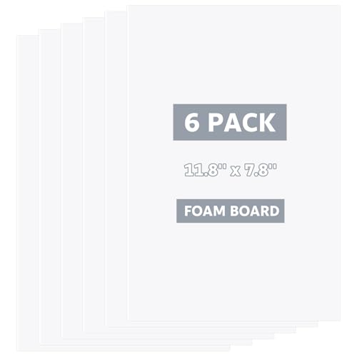 DIYASY 6 Sheets 3mm White Foam Boards, 11.8 x 7.8inch Rectangle Foam PVC Sheet Poster Board Mount Board for Mounting Crafts Modelling Art Display School DIY Projects