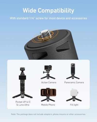 TELESIN One-Touch Deploy Mini Tripod for DJI Pocket 4P 4 3 & Insta360 Luna