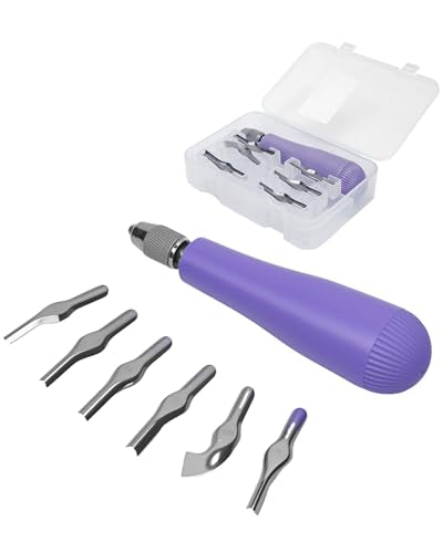 UCEC 6-Blade Linocut Set for Block Print, Purple Carving Tools for Experts - color: 1pc Linoleum Knife(purple)