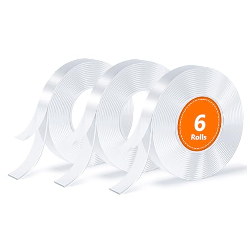 Double Sided Tape, Nano Tape, Transparent Adhesive Tape, Traceless Adhesive Tape, Removable, Washable, Reusable, Suitable for Carpets, Photo Walls, 3m Per Roll, 6 Rolls - size: 9.85 Feet Set of 6