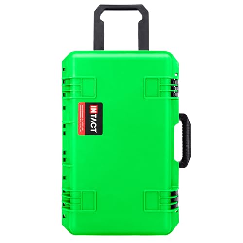 Eylar 22" Intact Premium Series Rolling Carry-On Hard Case with Wheels, IP67 Waterproof Crushproof, TSA Approved Travel Luggage, Customizable Pluck Foam for Cameras, Drones, Gear (Neon Green) - color: Neon Green