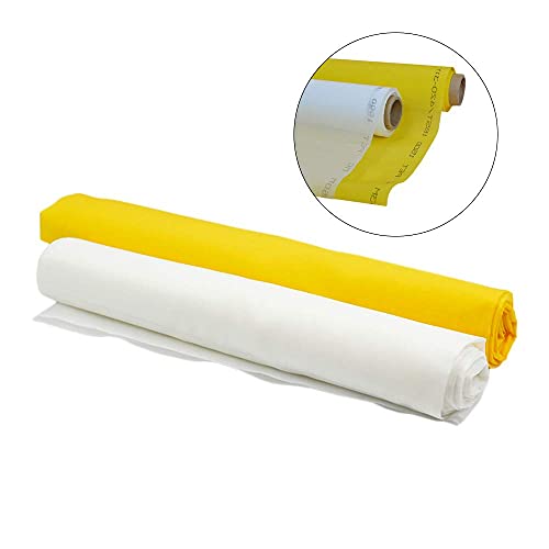 Screen Printing White Mesh 110 Mesh 43T 50inch(1.27m) Width 3Y(2.7m/8.8ft) Length for Cloth T-Shirt Screen Printing Machine Fabirc Monofilament Polyester