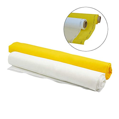 Screen Printing White Mesh 110 Mesh 43T 50inch(1.27m) Width 3Y(2.7m/8.8ft) Length for Cloth T-Shirt Screen Printing Machine Fabirc Monofilament Polyester