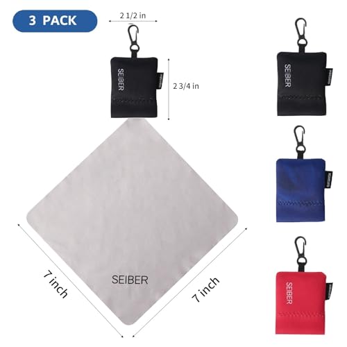 SEIBER Eyeglass Cleaning Microfiber Cloth, 7x7 inch, 3PCS, BK Blue Red - color: Bk Red Blue-(3pack)