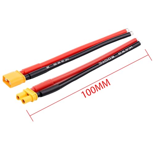 5Pairs 100mm Amass XT30 Plug Male and Female Connectors with 14AWG Silicon Wire for RC Lipo Battery Cable FPV Racing Drone Car Boat - style: XT30 Plug Connector