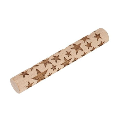 HARFINGTON Wood Clay Roller 4" Star Pattern Rolling Pins Wood Rollers Pottery Tools Wood Grain Texture Rollers for Clay Baking Dough Playdough DIY - style: Star