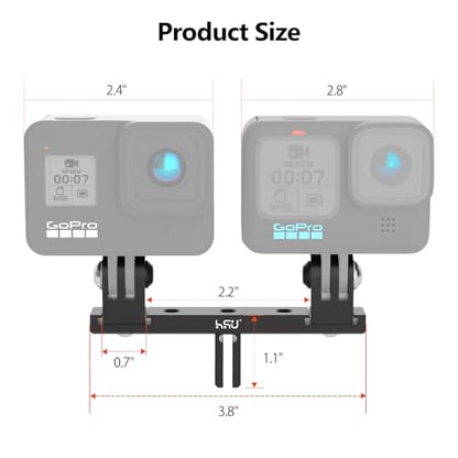 HSU Aluminum Dual Twin Mount, 1/4”-20 Cold Shoe Mount Adapter - color: Ordinary
