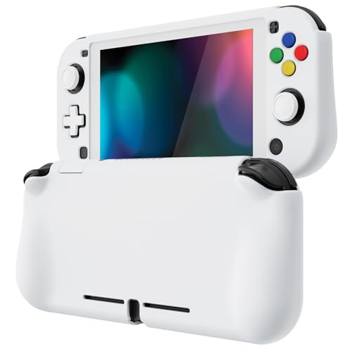PlayVital ZealProtect Protective Case for Nintendo Switch Lite, Ergonomic Grip Hard Cover - Durable Shock-absorbent Anti-Scratch with Screen Protector & Thumb Grip Button Caps, White - color: White