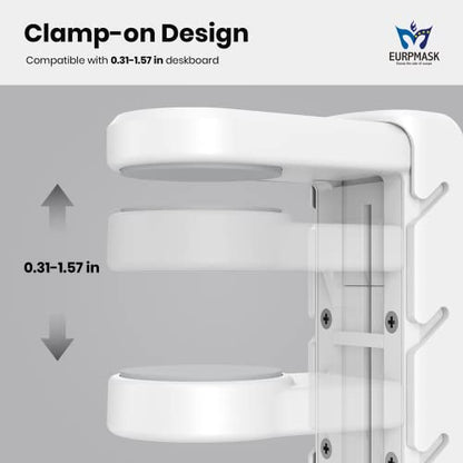 EURPMASK 3-in-1 Rotating Headphone Stand w/2 Detachable Controller Holders - color: White Pro 1 Pack
