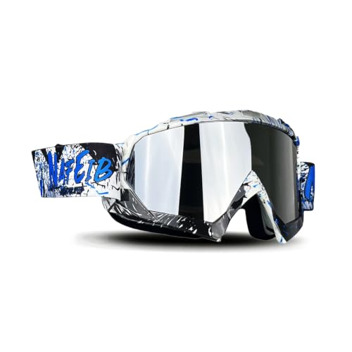Motorcycle Motocross Goggles ATV DirtBike Accessories MX UTV Goggles - color: Blue Graffiti Frame+silver Lens