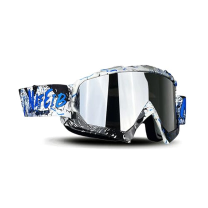 Motorcycle Motocross Goggles ATV DirtBike Accessories MX UTV Goggles - color: Blue Graffiti Frame+silver Lens