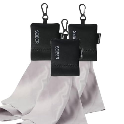 SEIBER Microfiber Eyeglass Cleaning Cloth with Pouch Keychain, 3PCS, Black - color: Black 3pcs