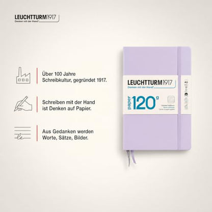 LEUCHTTURM1917 - 120G Special Edition - Medium A5 Ruled Hardcover Notebook (Lilac) - 203 Numbered Pages with 120gsm Paper - color: Lilac, style: Ruled