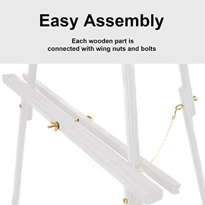 Falling in Art 65" A-Frame Wooden Tripod Easel Stand, White, 2 Pack - color: White-2 Pack