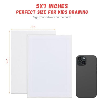 Simetufy 12 Pack 5x7 Inch Small Flat Canvas Boards for Kids Painting - size: 5"x7"