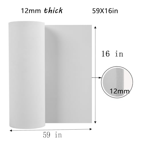 AMZQNART 12mm EVA Foam Sheets Rolls for Crafts White Cosplay Foam 16x59in - color: 16×59in White, size: 12mm-Thick