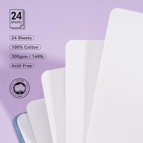 Lightwish Square Watercolor Journal,100% Cotton 24 Sheets Hot Press - color: Grey