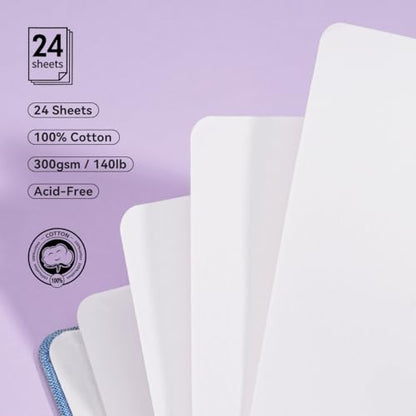 Lightwish Square Watercolor Journal,100% Cotton 24 Sheets Hot Press - color: Grey