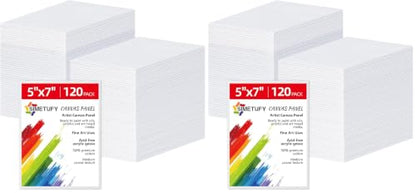 Simetufy 5x7inch 240 Pack Small Painting Canvas Boards- Gesso Primed - size: 5"x7"- 240 pack
