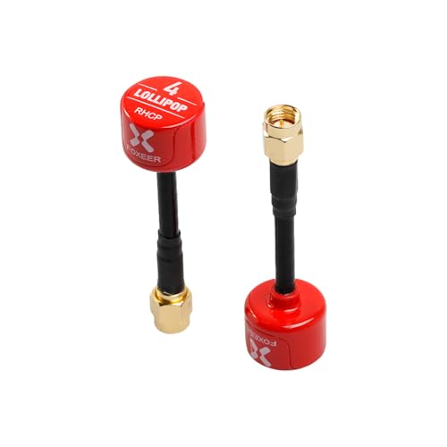 2pcs FOXEER FPV Antenna Lollipop 4 Updated Version 5.8GHz RHCP 2.5Dbi SMA for FPV Racing Drone Fatshark Goggles TX RX - style: Lollipop 4 SMA Red