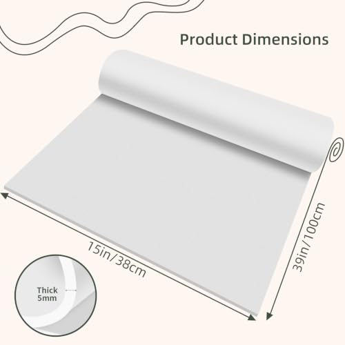 Foam Craft Sheets, 38x100CM EVA Foam Roll, 5MM White DIY Handcraft Sheets - color: WHITE-15x39in-5MM