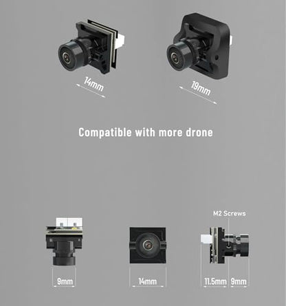 FPV Camera Ratel 2, 1/1.8inch Starlight Sensor Camera 1200TVL with FOV 165°Bigger PAL NTSC Switchable for FPV Racing Drone