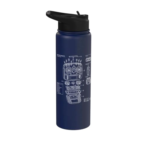 RC Transmitter Blueprint FPV Drone RC Car Radio Controller Stainless Steel Insulated Water Bottle - color: Navy Blue