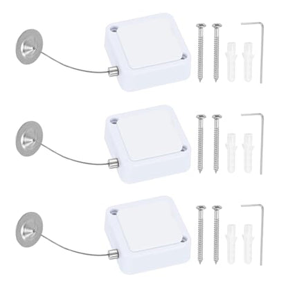 PATIKIL Retractable Remote Control Cable Tether (3.3ft /1M, White)(3 Set) Remote Control Security Lanyard Lock Adjustable Locking Leash with Round Iron Cap and Screws, Suit for - Tablets - color: White, size: 3.3 ft