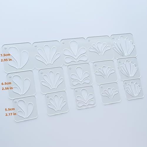 Mandala Stencils Set, 15 Piece Clear Acrylic Drawing Templates with Ring for Art, Painting, Dot Art
