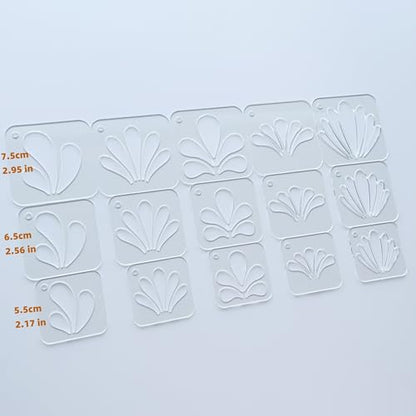 Mandala Stencils Set, 15 Piece Clear Acrylic Drawing Templates with Ring for Art, Painting, Dot Art