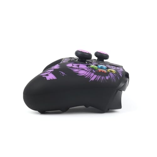 Lion Skin Compatible with Xbox Series X Wireless Controller, RALAN Protector Case， Customised Thumb Grips Cap - color: Lion Black Purple