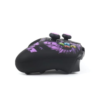 Lion Skin Compatible with Xbox Series X Wireless Controller, RALAN Protector Case， Customised Thumb Grips Cap - color: Lion Black Purple