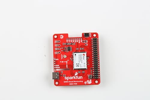 SparkFun GPS-RTK Dead Reckoning pHAT for Raspberry Pi, 3D IMU Sensor, Wheel Ticks, a Vehicle Dynamics Model, Correction Data, and GNSS Measurements. Dimensions: (2.56" x 2.22")