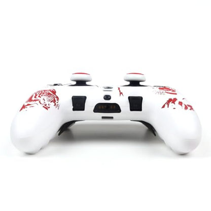 RALAN Tiger Silicone Controller Skins with 2 Thumb Gripsr Compatible with PS5 Dualsense Edge Controller Play Station 5 Accessories, Sweat-Proof Anti-Slip Cover Skin Protecto - color: Tiger White Red