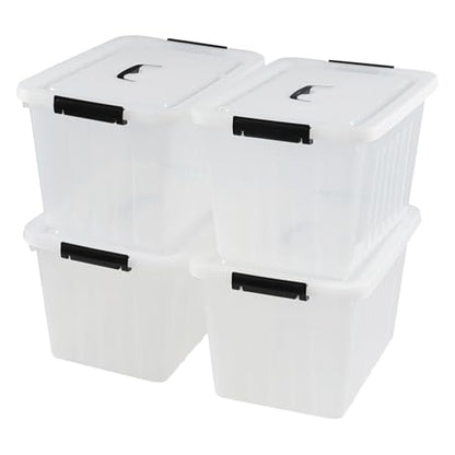 Asking 18 L Clear Plastic Storage Box with Handle, 4-Pack - size: 18 L